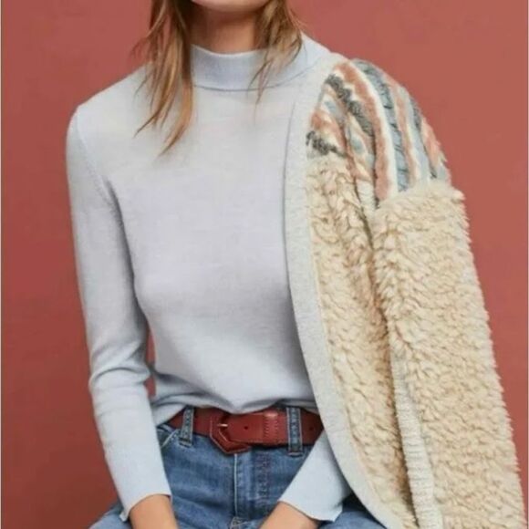 #138 ANTHRO MOTH Pale Blue Summer Sweater - Picture 1 of 8